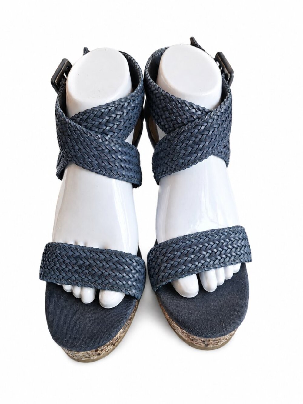Dana Buchman Woven Wedge Sandals 9.5 Blue Boho Coastal Resort